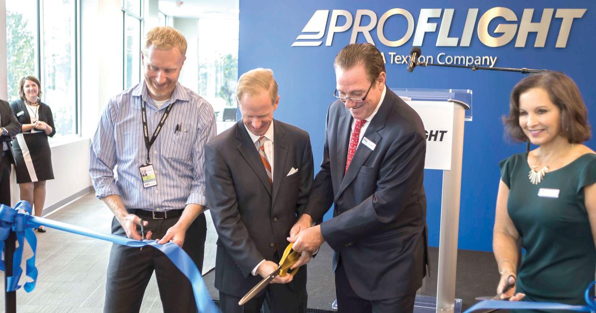 Textron’s TRU Simulation + Training division takes square aim at the business aviation training market, opening this new ProFlight satellite facility in Lutz, Fla., in September, about 15 miles from Tampa. Two simulators are already installed, with plans to expand the facility and add more simulators.