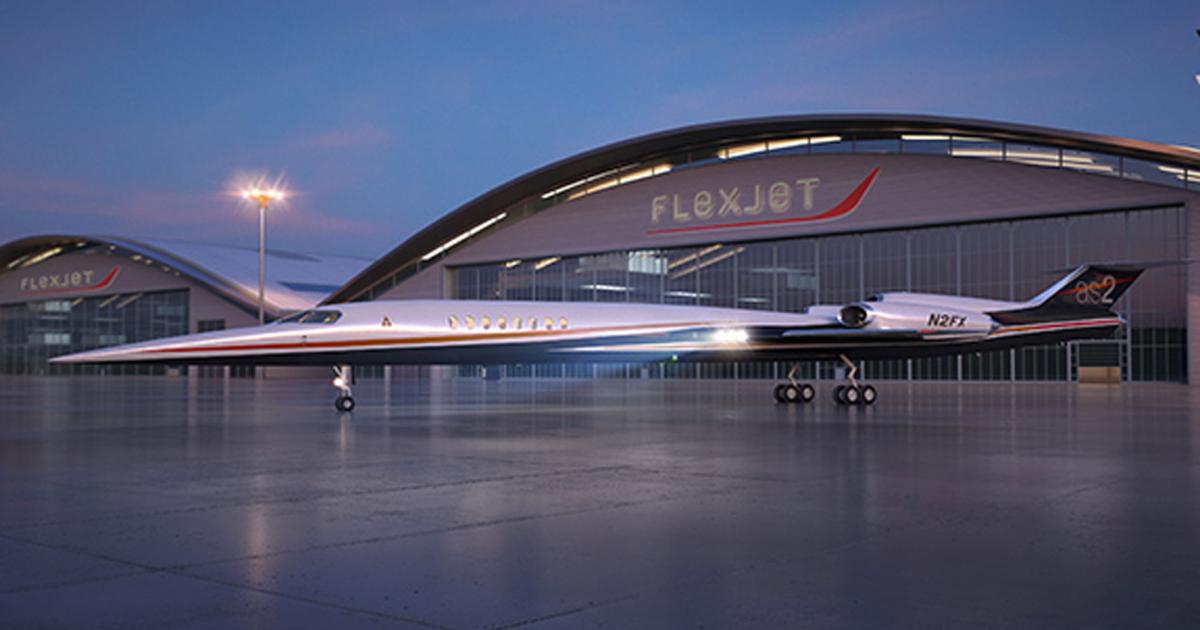 Fractional-share provider Flexjet signed a firm order on November 17 at NBAA 2015 for 20 Aerion AS2 supersonic business jets for delivery beginning in 2023. The deal, worth $2.4 billion (2015 $) at list prices, is backed by a nonrefundable deposit. (Photo: Aerion)