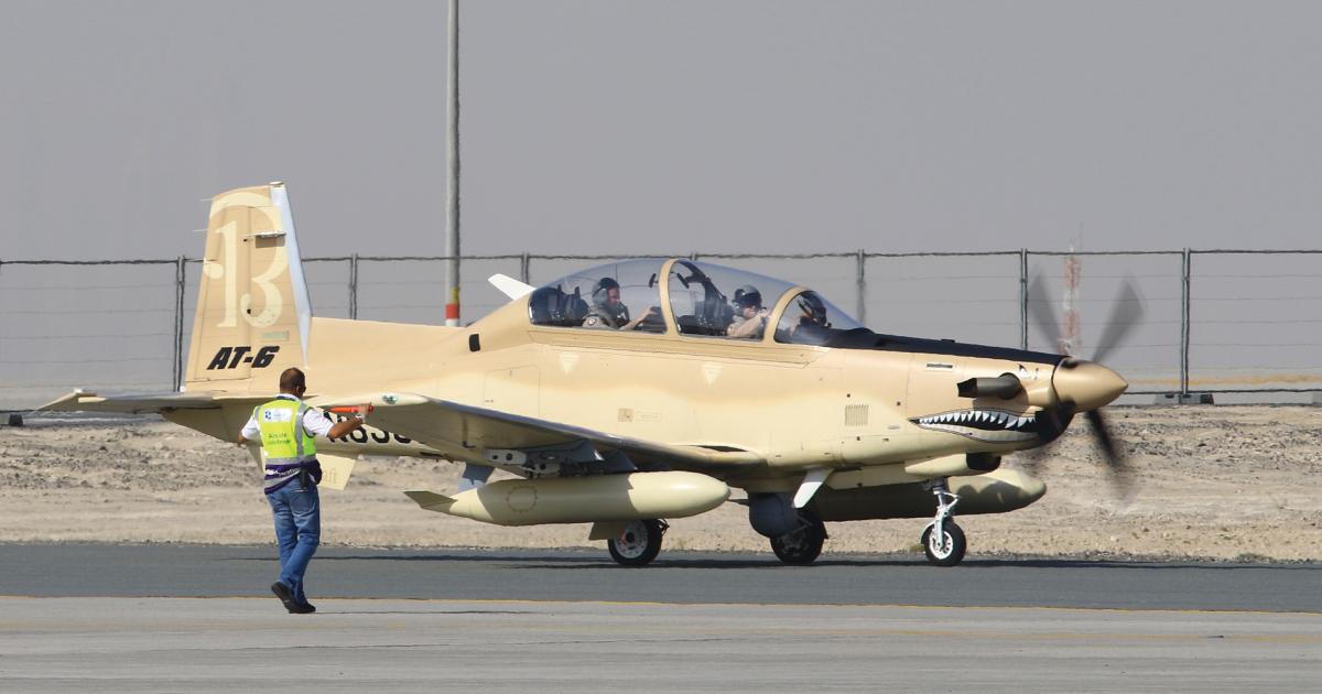 Appearing at Dubai following its successful participation in a NATO exercise, the Beechcraft AT-6C was named ‘Wolverine’ in June.