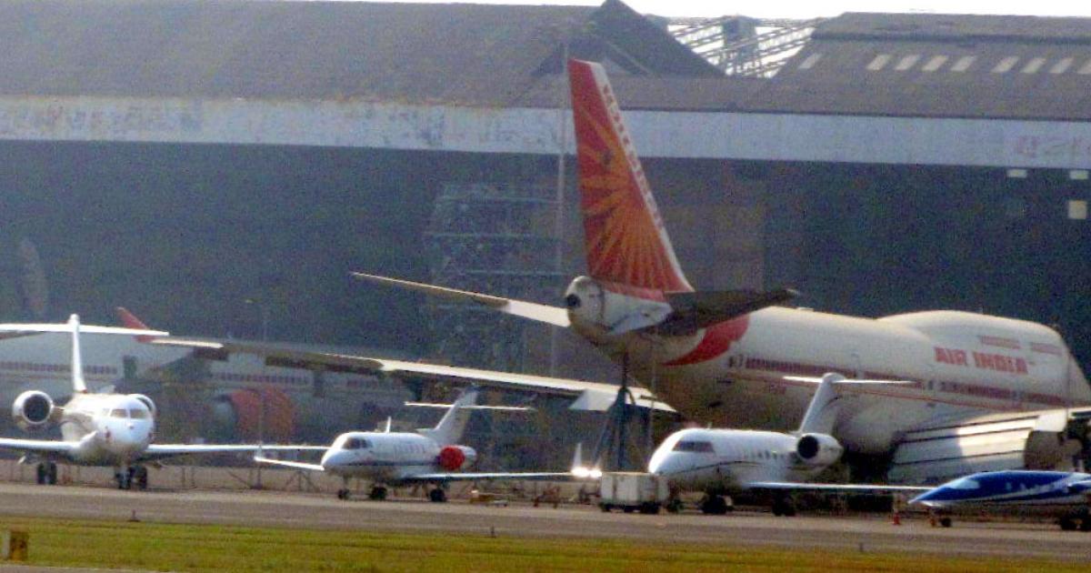 Business aircraft at Delhi International Airport invariably are overshadowed by airliners, not just on the ramp but at India's regulatory level. [Photo: Neelam Mathews]