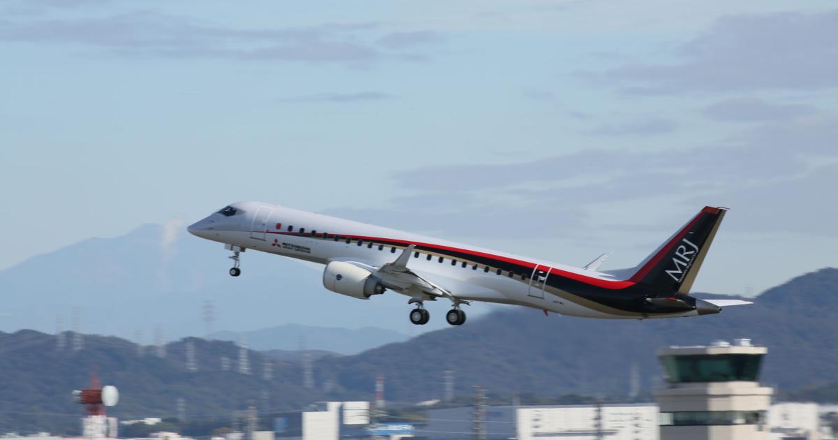Mitsubishi will step up flight testing of the MRJ as it aims to achieve service entry in the second quarter of 2017. [Photo: Mitsubishi]