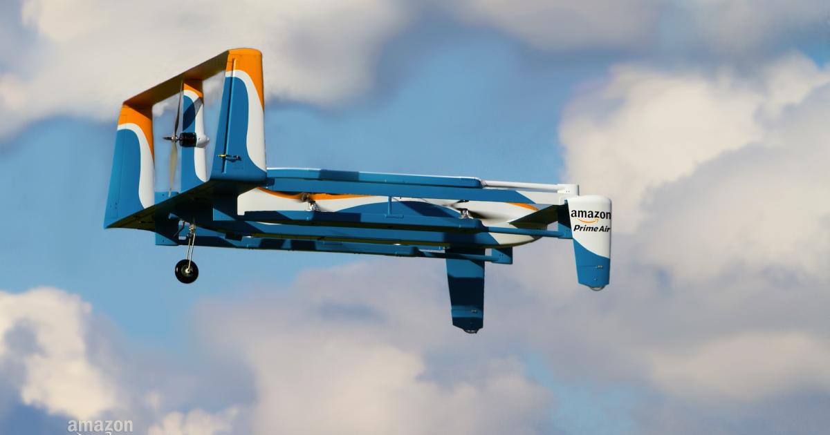 On November 30, Amazon released a video and photos of a drone that is capable of flying vertically and horizontally. (Photo: Amazon)
