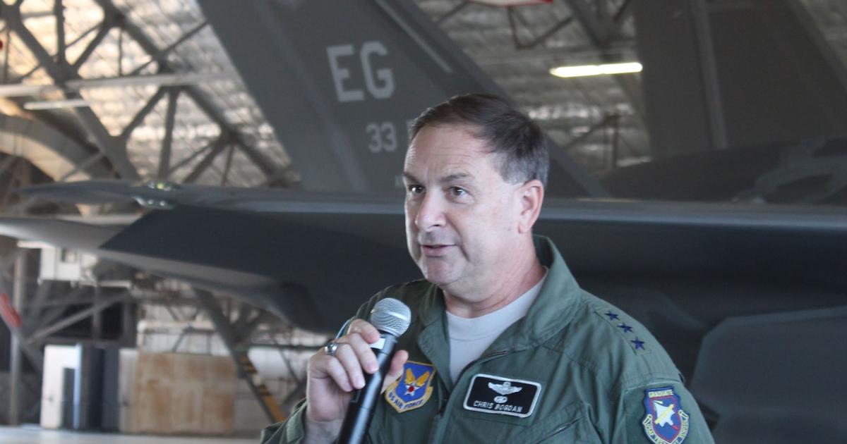 F-35 program chief Gen. Chris Bogdan is pressing for a multi-year buy, to reduce the production cost. (Photo: Chris Pocock)  
