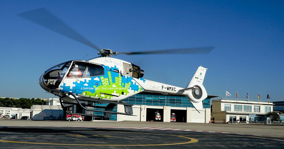 The modified H120 is powered by a “high-compression” V8. (Photo: Airbus Helicopters/Jerome Deulin)
