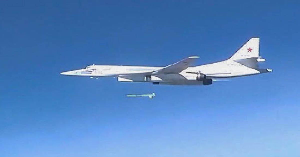 The Russian MoD released this image of a Kh-101 cruise missile separating from a Tu-160 bomber. (Photo: Ministry of Defense)