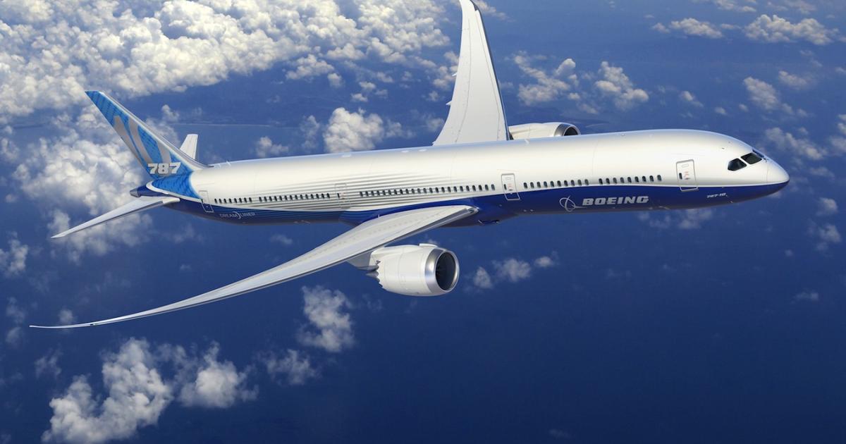 Boeing said it is on track to begin major assembly of the stretched 787-10 Dreamliner next year. (Image: Boeing)