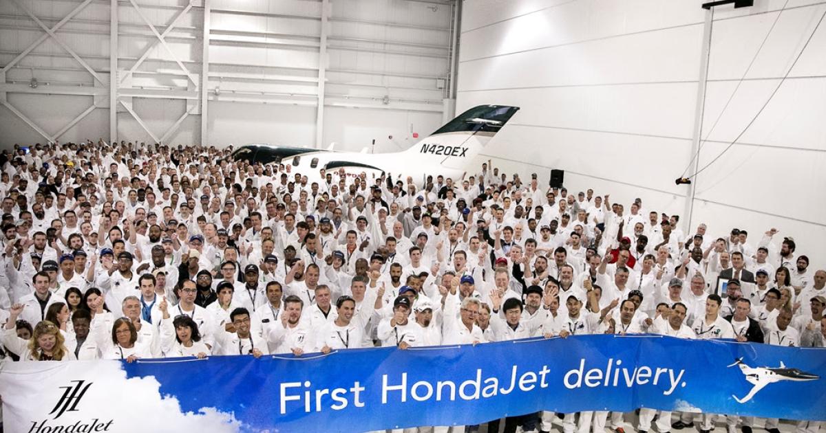 Honda Aircraft celebrated delivery of the first HondaJet on December 23.