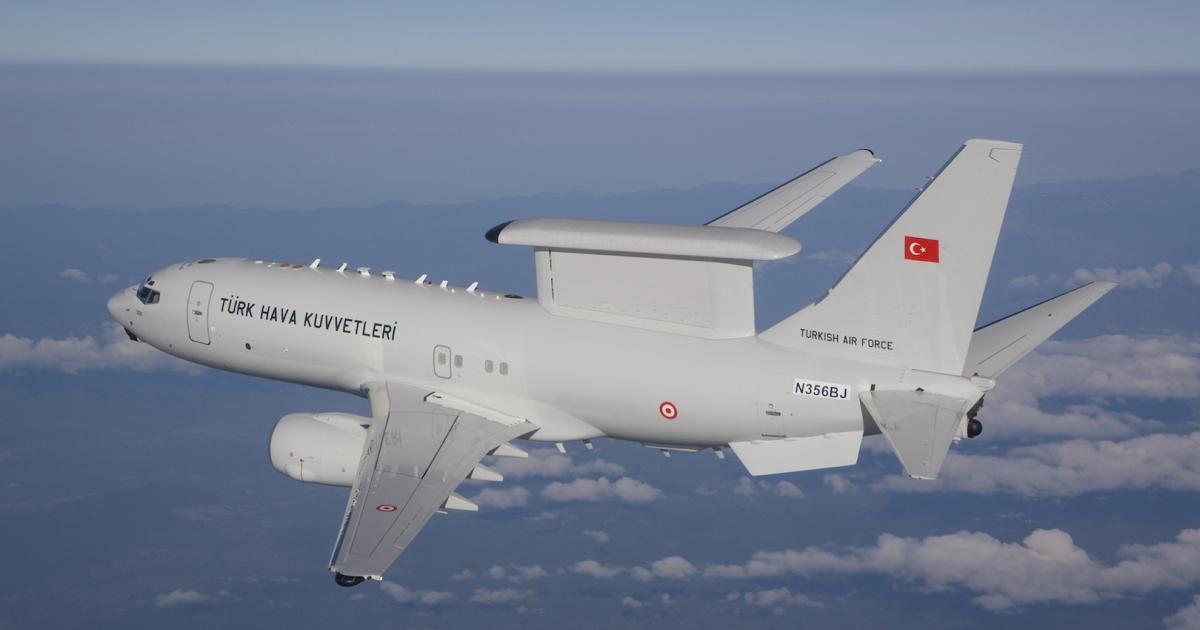 The first three of four Peace Eye airborne early warning and control aircraft were delivered to the Turkish air force in 2014. (Photo: Boeing)