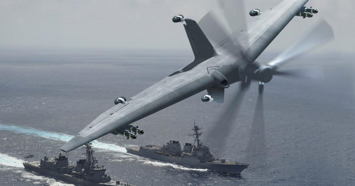 Darpa released this artist's rendering of the tailsitter Tactically Exploited Reconnaissance Node platform. (Image: Darpa)