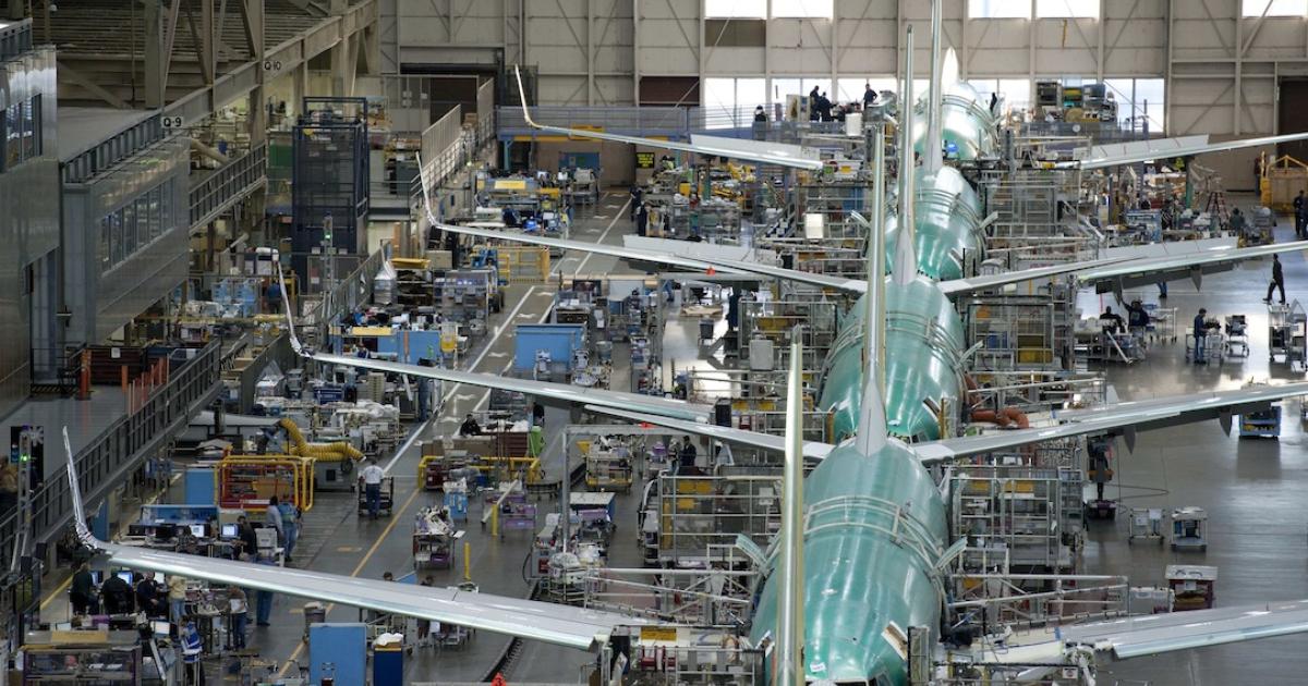 Boeing expects the transition from production of current-generation 737 to the 737 Max will disrupt deliveries of the narrowbodies this year and contribute to an overall decline in billings. (Photo: Boeing)