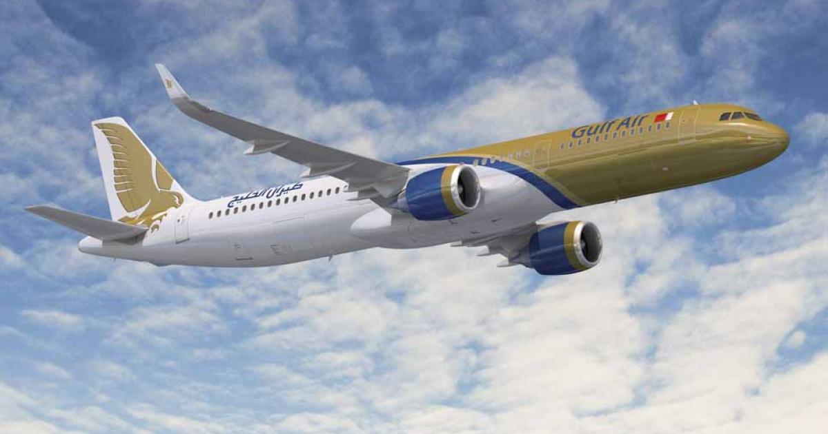 Gulf Air's latest Airbus order includes 17 A321neos. (Image: Airbus) 