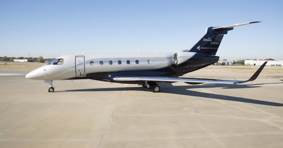 Million Air recently placed this new Embraer Legacy 500 into service and is offering it for charter from its Addison Airport base in Dallas.