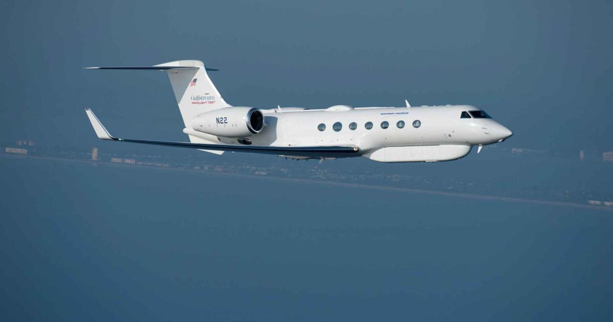 The Gulfstream G550 testbed that Northrop Grumman has converted as part of its effort to win the new JStars program. (Photo: Gulfstream)