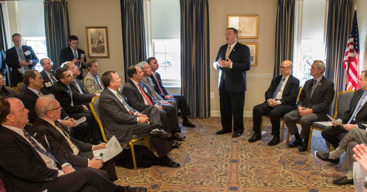 Rep. Pompeo discusses industry concerns during a recent town hall meeting with industry leaders.