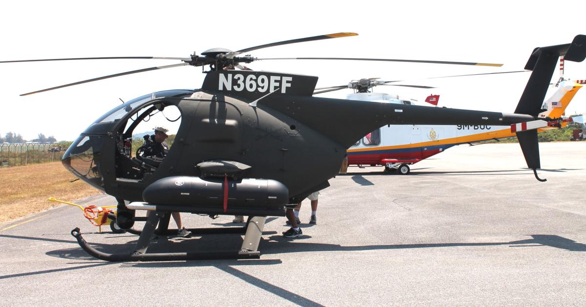Prior to clinching the Malaysian Army’s order for six scout attack airframes, MD Helicopters exhibited this MD530 at the LIMA airshow there last March. 