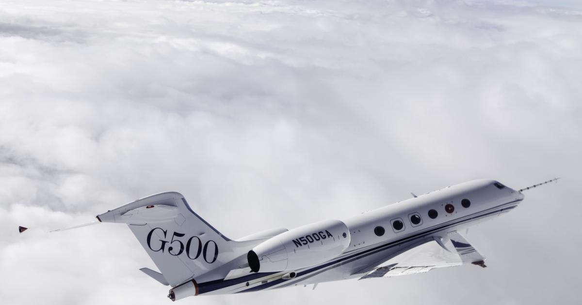 Gulfstream's G500 T1 flew more than 50 flights for the flutter testing campaign.