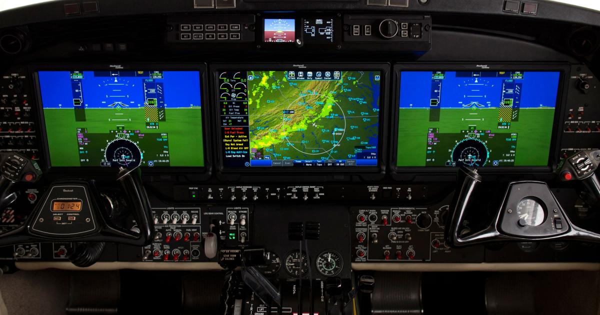The recently STC'd Rockwell Collins Fusion avionics upgrade for the King Air 350 readies the aircraft for future mandates, such as NextGen. This includes ADS-B, SBAS-capable GNSS, localizer performance with vertical guidance (LPV) approaches and radius-to-fix (RF) legs. (Photo: Rockwell Collins)