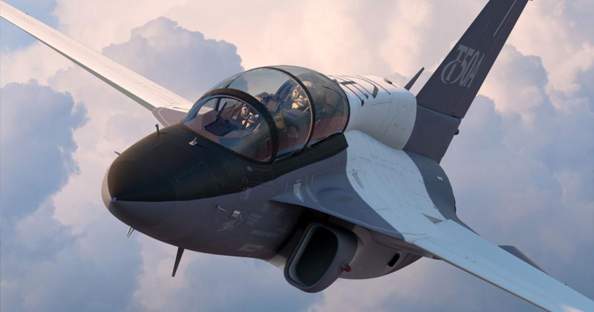 Lockheed Martin’s T-50A proposal for the new U.S. Air Force advanced pilot training is based on the Korean Aerospace FA-50 Golden Eagle. (Image: Lockheed Martin)