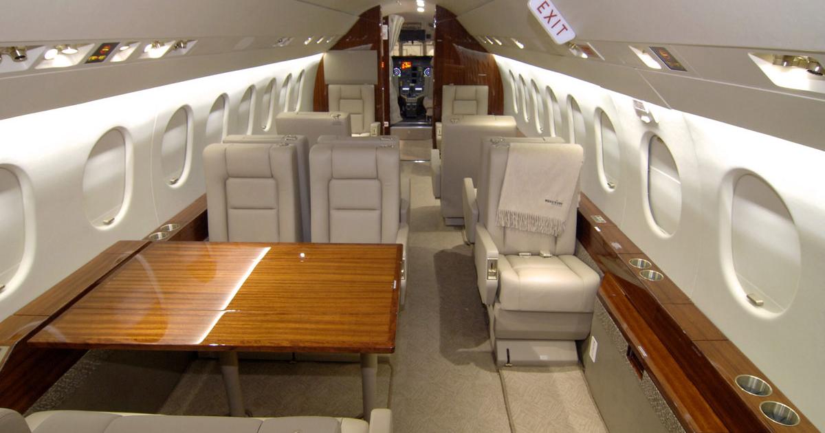 West Star Aviation reconfigured a customer Falcon 2000 to make room for three to five more passengers. (Photo: West Star Aviation)