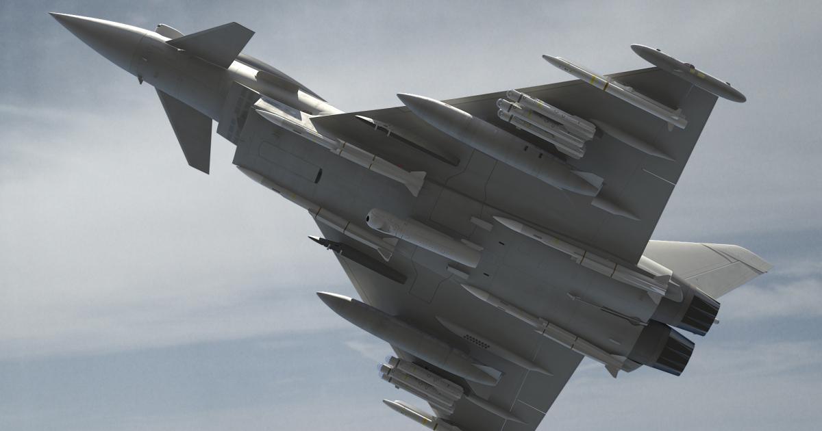 Brimstone 2 will be carried in triple clusters on the Typhoon, which is also depicted with ASRAAM and Meteor. (Photo: MBDA)