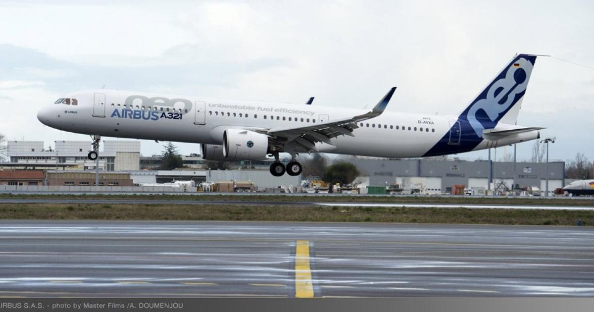 The first A321neo powered by Pratt & Whitney engines took off from Hamburg on Wednesday at about 10:15 am local time. (Photo: Airbus)