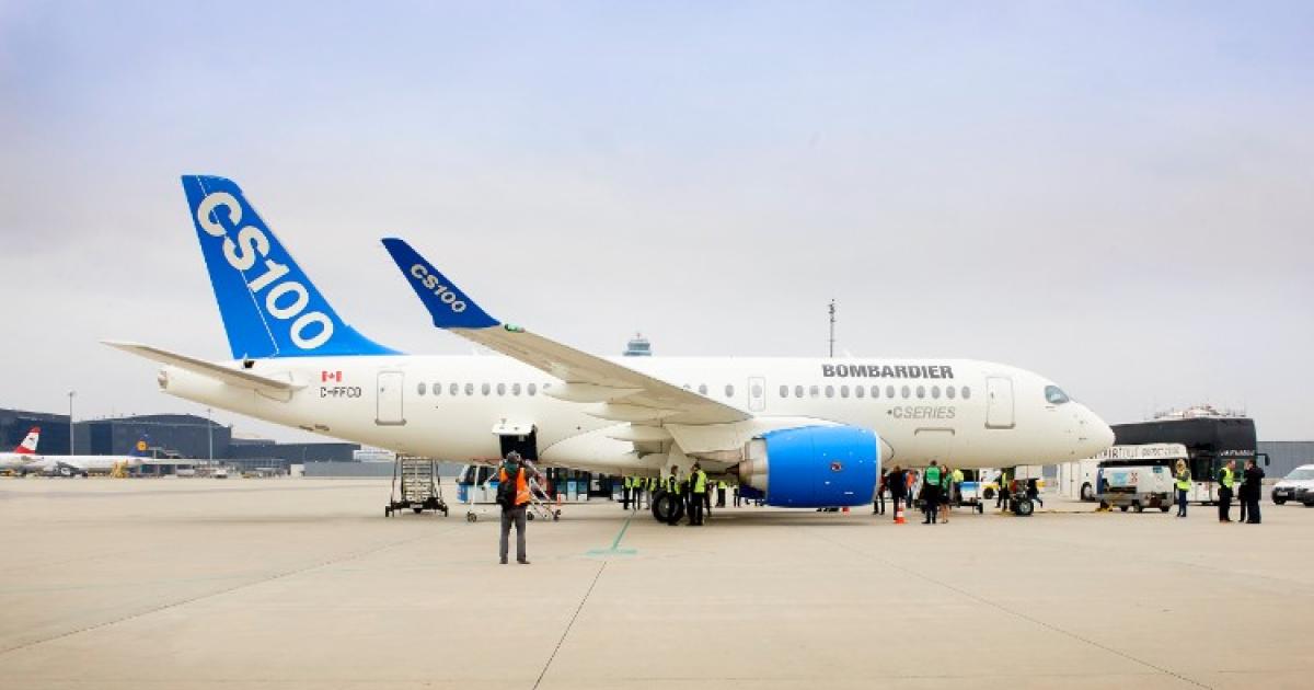 The CS100 route-proving airplane conducted exercises from Zurich for some three weeks. (Photo: Bombardier)
