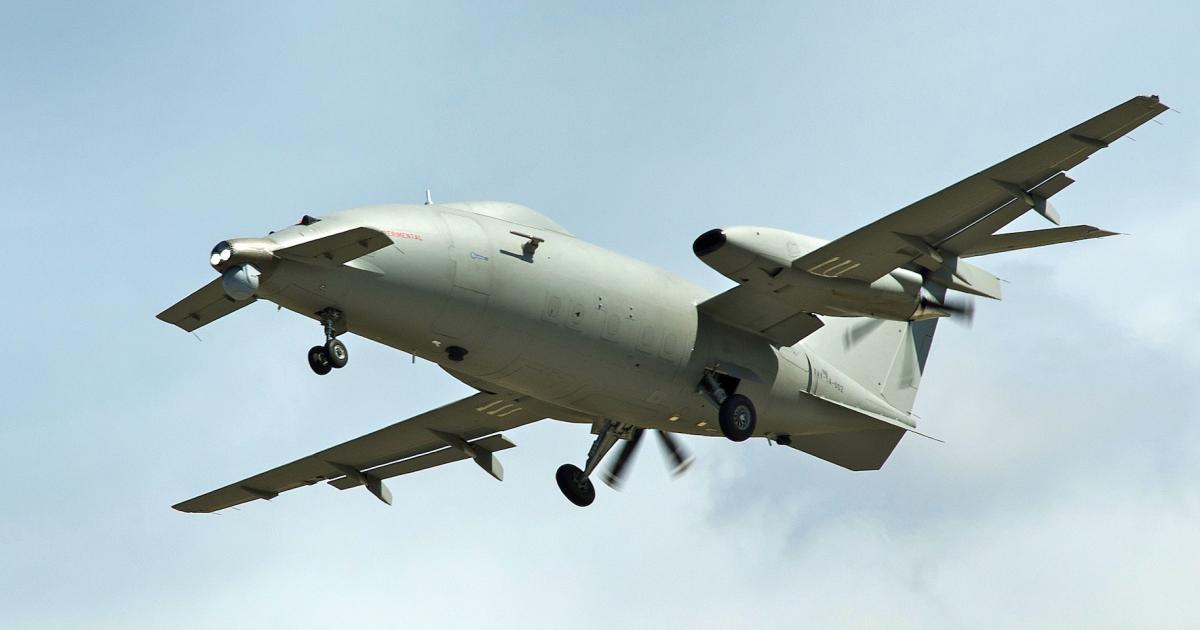 The Piaggio P.1HH HammerHead unmanned aircraft is shown on its maiden flight in December 2014. (Photo: Piaggio Aerospace)