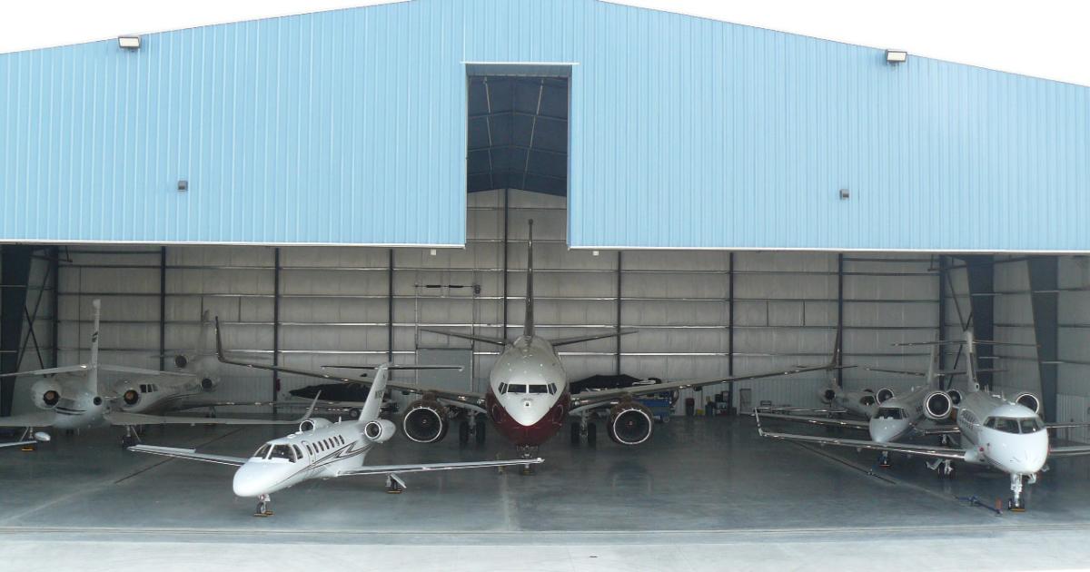 The new hangar has 51-foot-high doors to accommodate a Boeing Business Jet