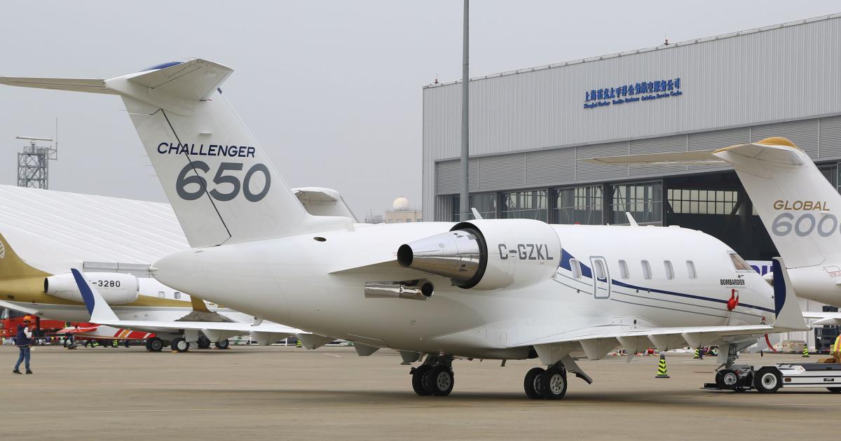 Amid new opportunities, Bombardier Business Aircraft expects to deliver a Challenger 650 to its first Chinese operator “shortly.” (Photo: David McIntosh/AIN)