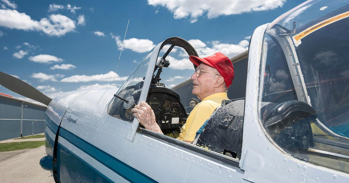 George Neal was certified as the world's oldest active pilot last year. (Photo: Rick Raddall)