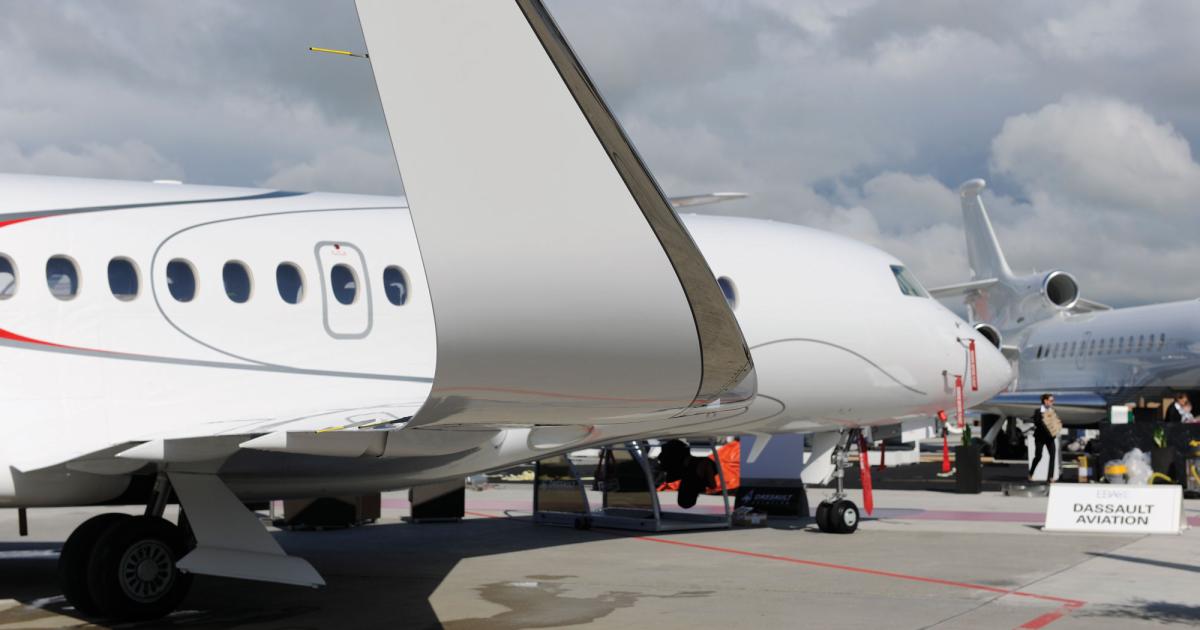With the Falcon 8X poised for service entry this year, Dassault is beefing up its support network. Its new maintenance shop, which can accommodate 
up to six 8Xs at a time, will open in Bordeaux-Merignac this fall.