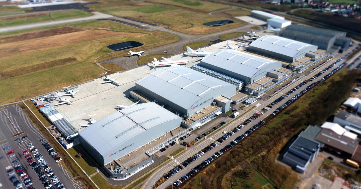 Last October, Amac opened its fourth hangar at its EuroAirport base in Basel. The latest structure adds 7,280 square meters of floor space, enough for a Boeing 747-8i that is currently undergoing its first annual inspection since it was completed here a year ago. 