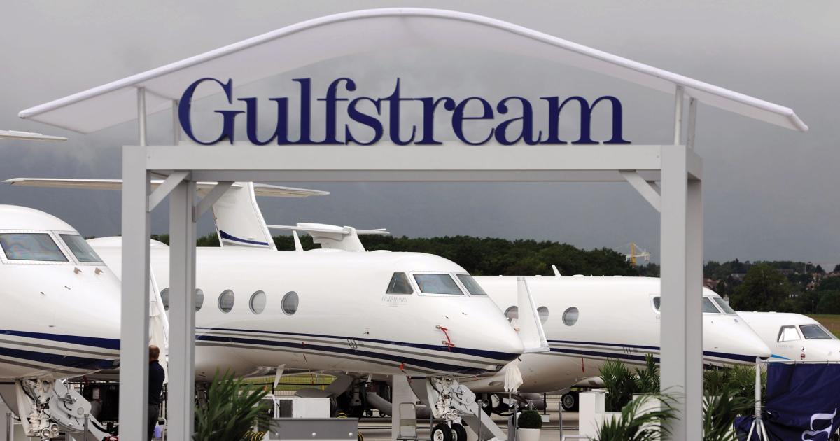 Gulfstream has a full contingent of business jets here at EBACE.