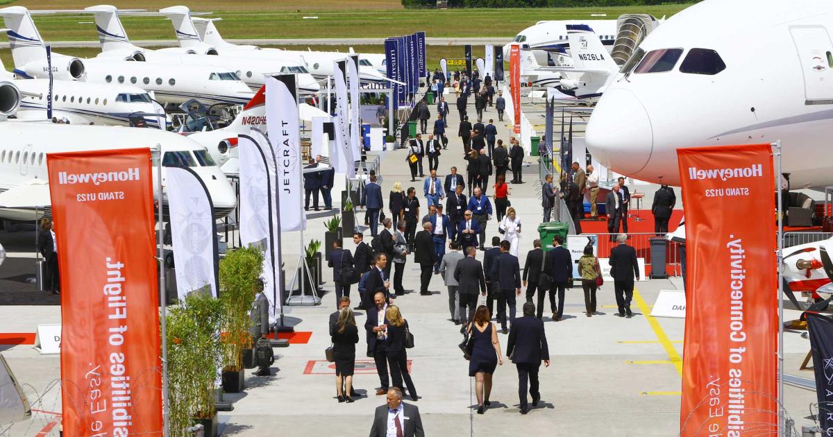 Despite the slowdown in the business aviation market, the EBACE exhibit halls and static display were crowded.