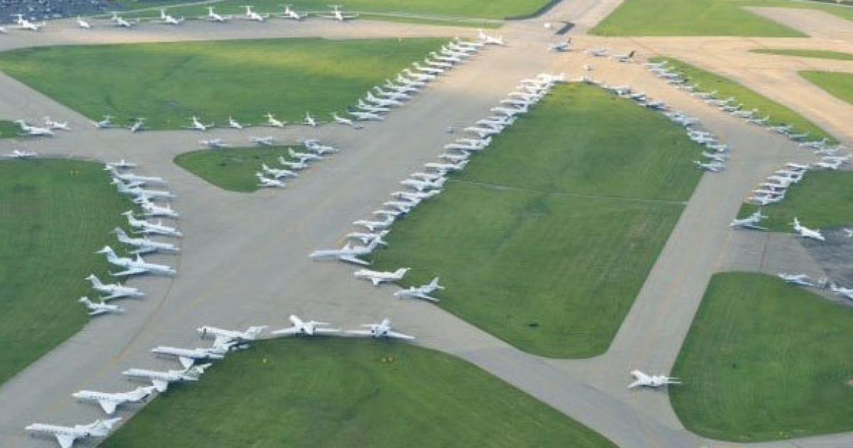Taxiways at Louisville International Airport were once again used for private jet parking during this year's Kentucky Derby. More than 300 aircraft were on the ground there at post time. (Photo: Atlantic Aviation)