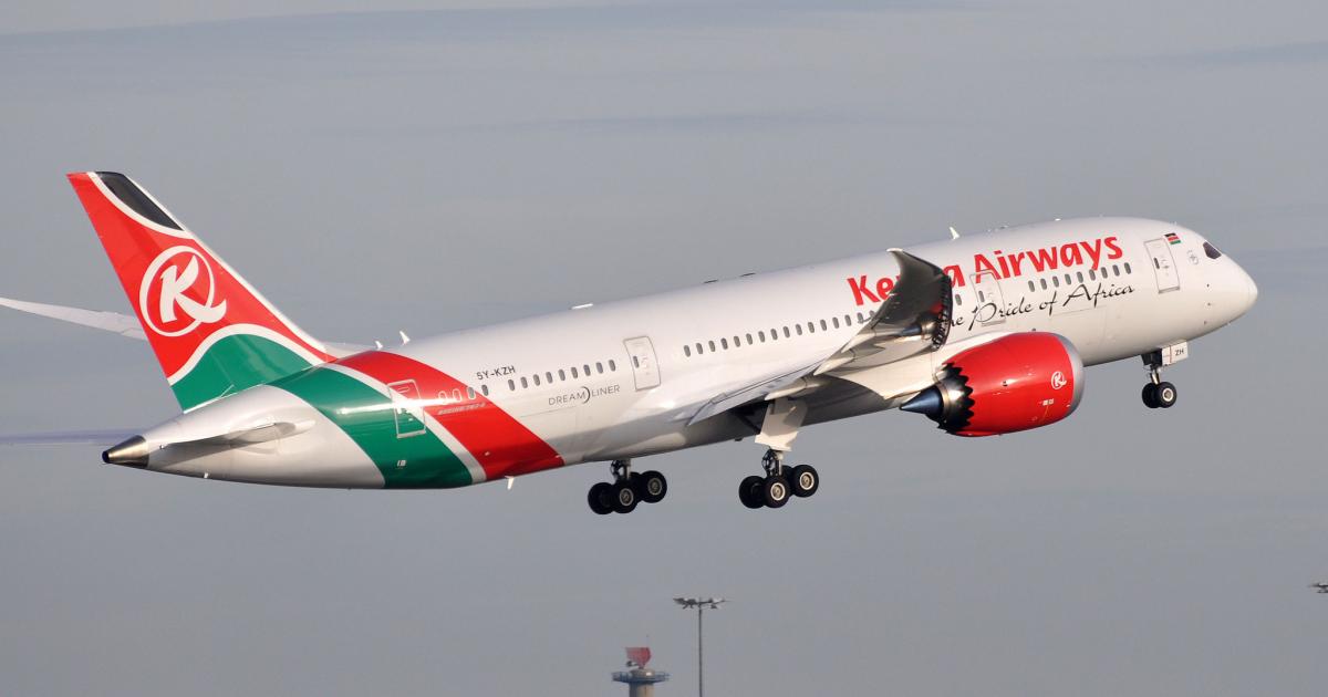 A Kenya Airways Boeing 787-8 takes off from Paris Charles de Gaulle Airport in December 2015. (Photo: Flickr: Creative Commons (BY-SA) by airlines470)