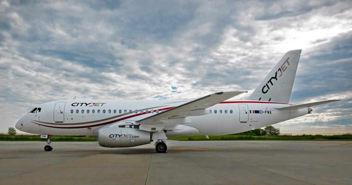 CityJet's Sukhoi SSJ100 carries 98 passengers in a 32-inch seat pitch. (Photo: SuperJet International)