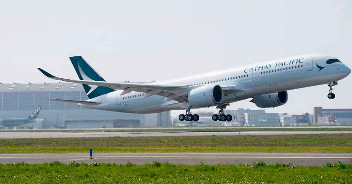 In June, Asian operator Cathay Pacific Airways became the sixth carrier to fly the Airbus A350-900 twin-aisle twinjet.
