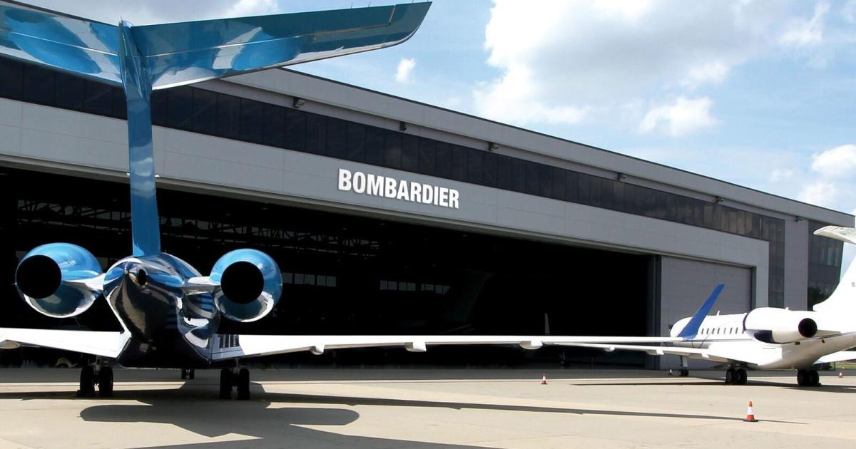 Bombardier's UK service center will occupy a former Rizon Jet hangar at London Biggin Hill Airport.