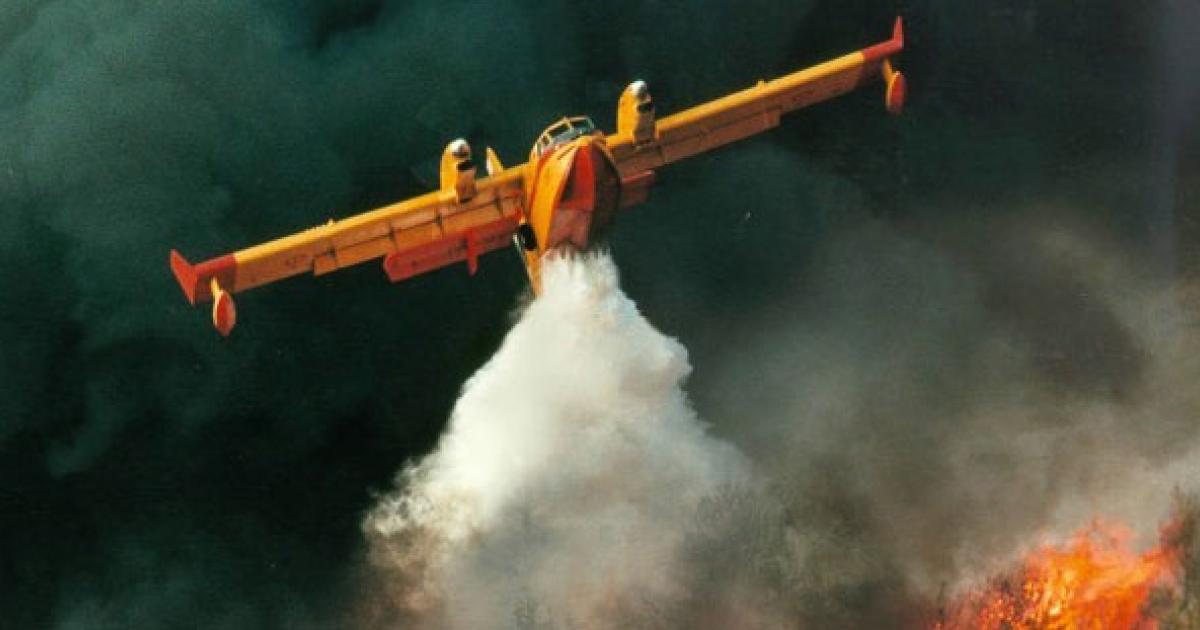 Bombardier's water bombers (CL-415 shown) have been in production since 1967 and remain the only western aircraft purpose-built for firefighting. (Photo: Bombardier Aerospace)