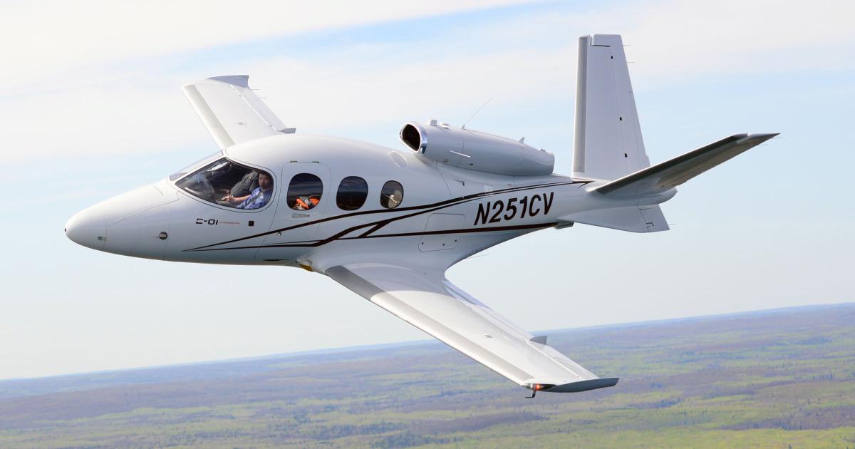 Cirrus Aircraft plans to have all certification paperwork for its SF50 Vision jet to the U.S. FAA by the end of June. Thus, it expects approval for the single-engine jet from the agency this summer. (Photo: Cirrus Aircraft)