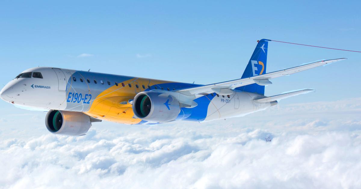 Despite a new wing and heavier engines, Embraer’s E190-E2 is designed so pilots will find it behaves just like its predecessor.