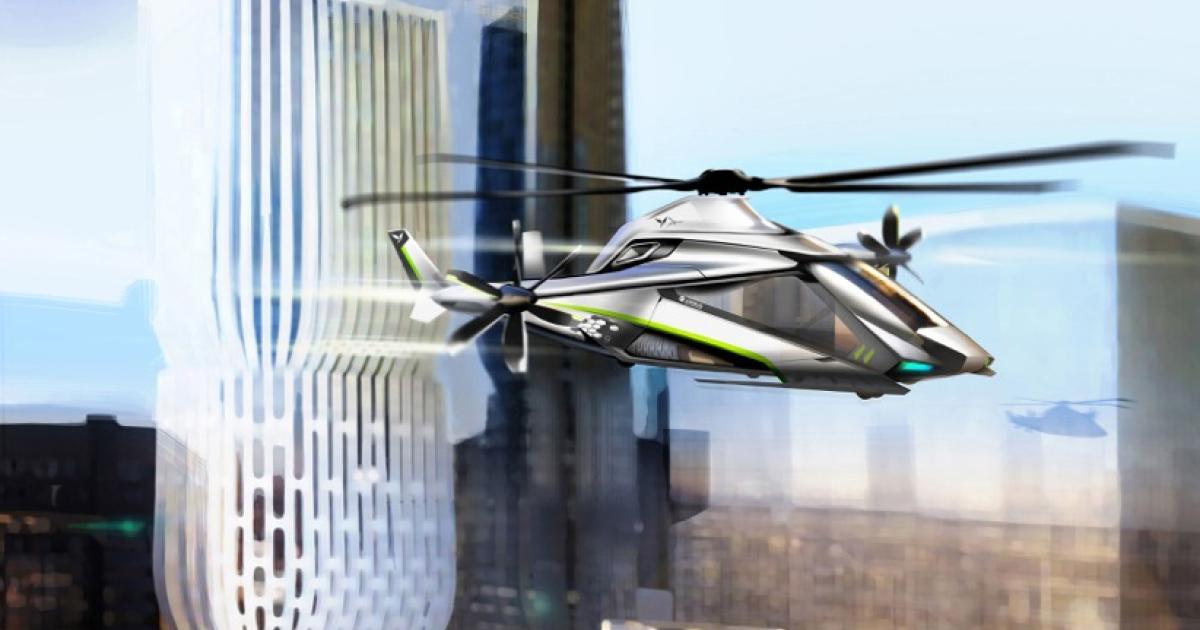 The Airbus Helicopters LifeRCraft has much in common with the company's X3 demonstrator, specifically a compound rotor system and  two short wings mounted to the upper fuselage, each supporting a propeller. (Image: Airbus Helicopters)