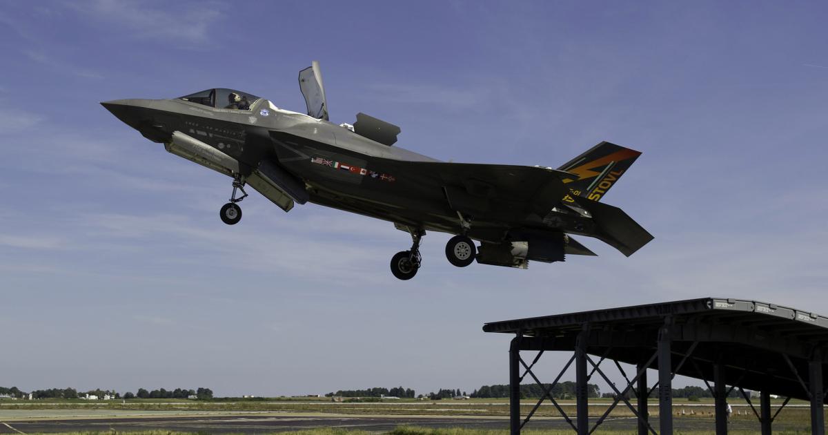 BAE Systems has been using a "ski jump" test facility at the U.S. Naval Air Station Patuxent River to evaluate the STVOL capability of the F-35B in anticipation of its aircraft carrier operations with the UK's Royal Navy. [Photo: Lockheed Martin] 