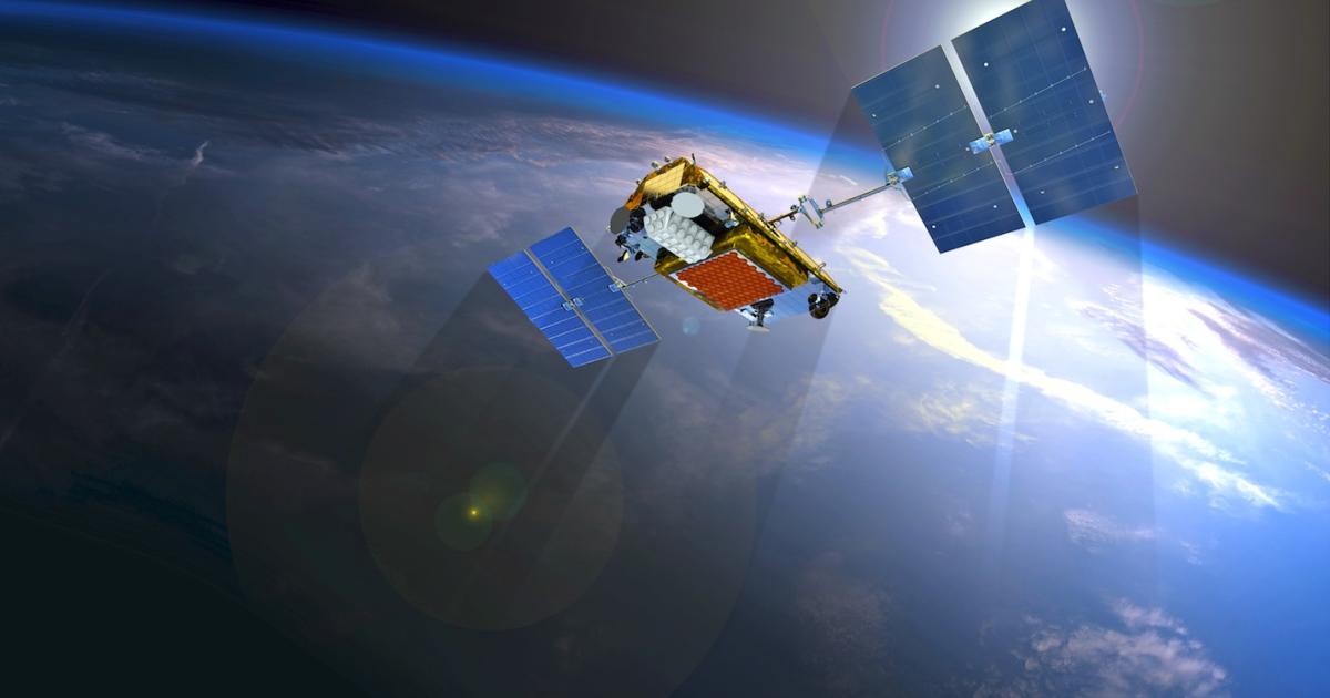 An Iridium Next satellite is shown in orbit; first launch with ADS-B payloads is planned in September. (Image: Iridium Communications)