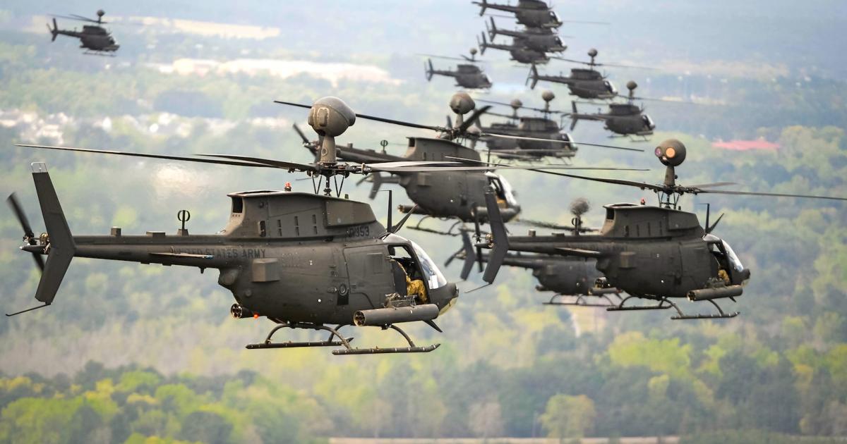 On April 15, 32 Kiowa Warriors participated in a final formation flight over Fort Bragg, N.C. (Photo: U.S. Army)