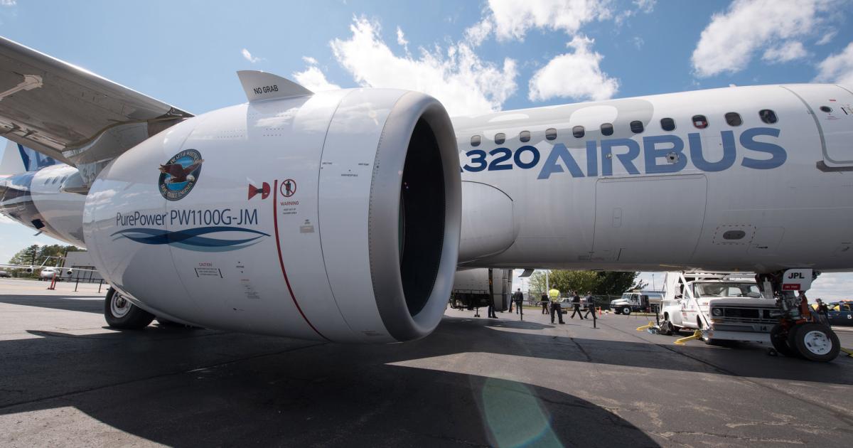 Pratt & Whitney has told Airbus it will deliver sufficient PW1100G engines to support at least 56 deliveries of the A320neo during 2016. [Photo: Pratt & Whitney]