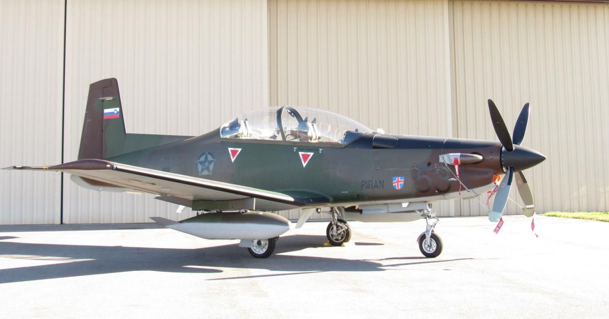 The ex-Slovenian Air Force Pilatus PC-9 on display at AirVenture was imported by Legacy Warbirds, and given a thorough cockpit update by Florida-based Gulf Coast Avionics.