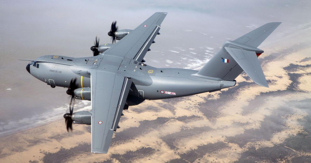 An A400M for the French Air Force during a test flight. (Photo: Airbus DS)