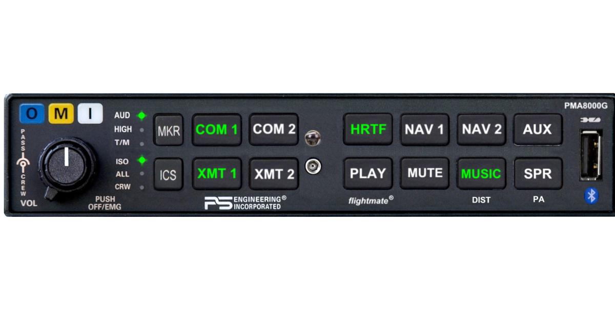 The PMA8000G, introduced today, allows pilots to record alert messages that can be triggered by some specific event or switch in the cockpit. (Photo: PS Engineering)